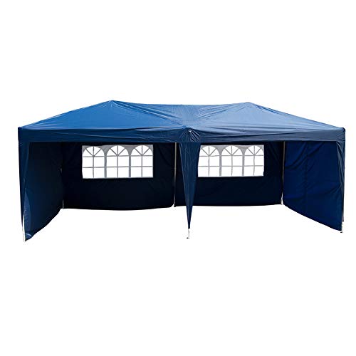 Polar Aurora 10' X 20' Easy Pop up Canopy Party Tent Outdoor Patio Wedding Party Tent Folding Waterproof w/ 4 Removable Sidewalls and Portable Bag -Blue