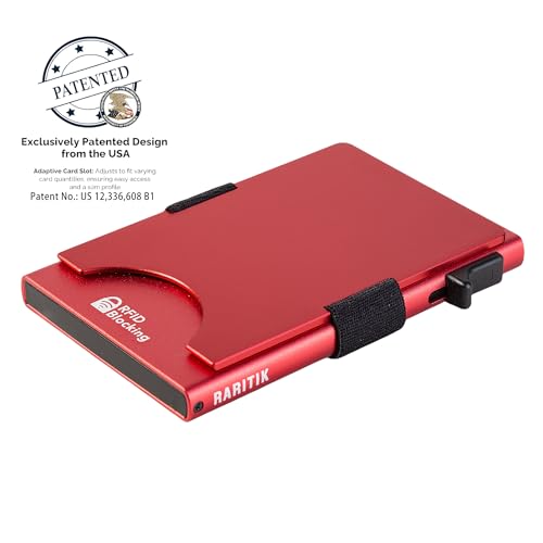 Image of Slim Card Holder Wallet for Men, Minimalist RFID Blocking Pop Up Wallet, Smart Metal Business Card Case Holds 12 Cards, Ultra-Thin Front Pocket Wallet, Gifts for Men