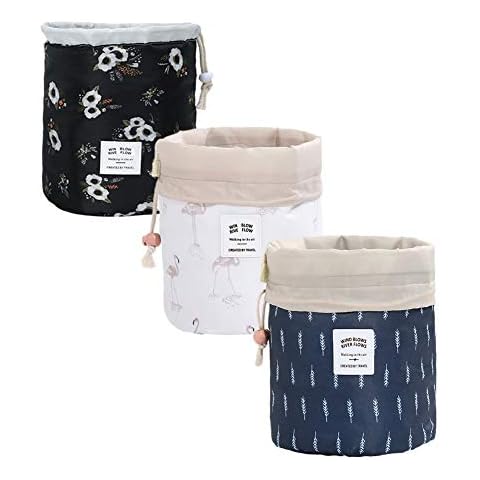 HOYOFO Set of 3 Drawstring Makeup Bags Travel Cosmetics Bag Brush Organizer Multifunctional Toiletry Kit Storage Pouch Cover