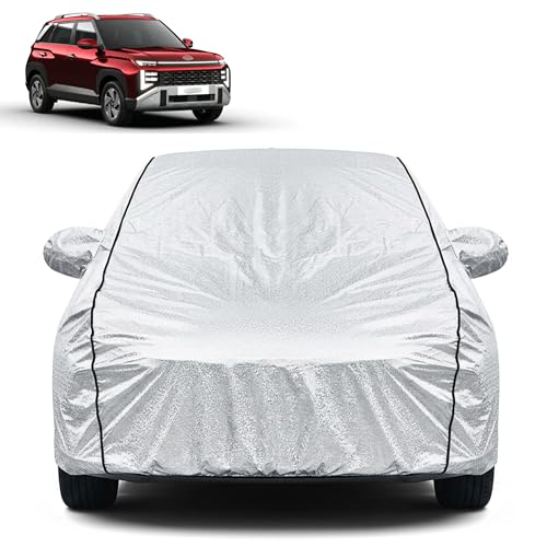 Image of Waterproof Car Cover for Hyundai New Venue | Dustproof, UV Resistant & Scratch Protection | Soft Cotton Lining | Triple Stitched | Mirror Pockets & Elastic Fit | Silver