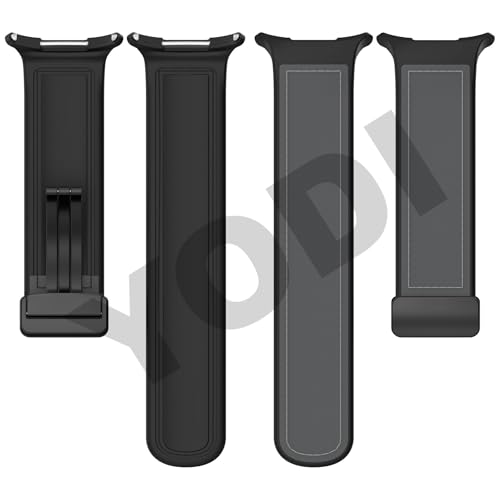 Image of YODI Watch Band Compatible with Samsung Galaxy Watch 7 Ultra Band 47mm Smartwatch, Soft Classic Strap Bands Genuine Hybrid Leather For Men Women (Black)