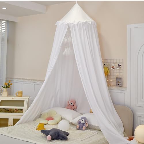dix-rainbow Princess Decor Canopy for Kids Bed, Soft and Durable Bed Canopy for Girls Room Tent Canopy Dreamy Mosquito Net Bedding, Children Reading Nook Canopies Indoor (White) by dix-rainbow - Image 4