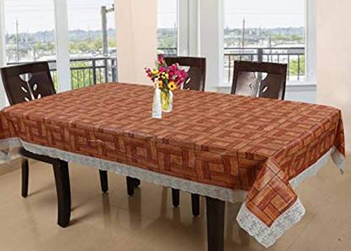 SUPERMACY Wood Printed Dining Table Cover Brown Color with White Lace – 4 to 6 Seater Table, 54″ X 78″ (PVC Exact Size) SUPERMACY Wood Printed Dining Table Cover Brown Color with White Lace – 4 to 6 Seater Table, 54″ X 78″ (PVC Exact Size)