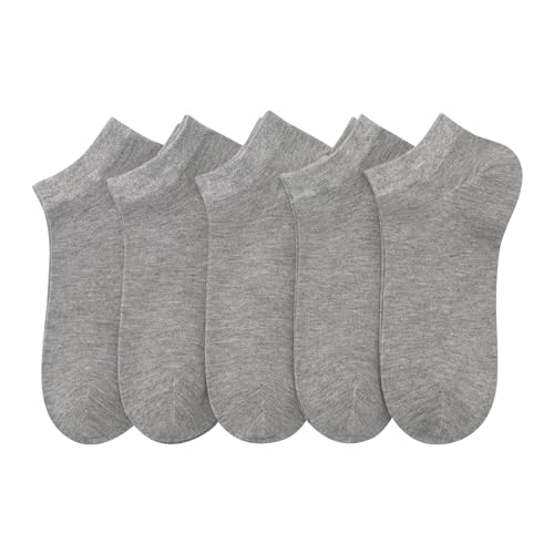 SERISIMPLE Women Viscose Bamboo Ankle Socks Low Cut Thin Sock Lightweight Pastal Color Soft Sock 5 Pairs(Grey Large)