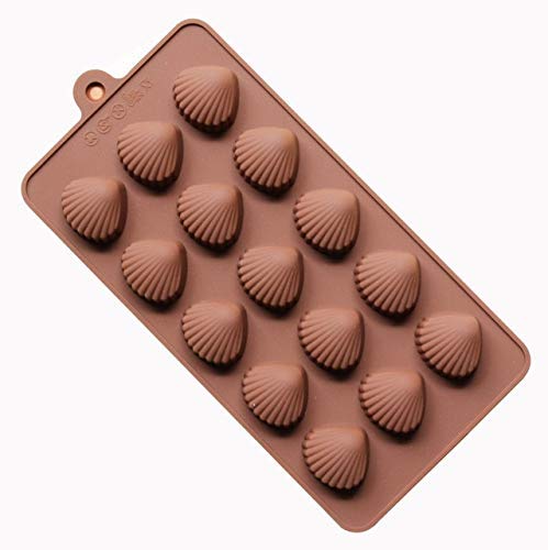 Matin Silicon Chocolate and Candy Moulds, 15 Cavity, Shell Shape, Reusable (CFM020)