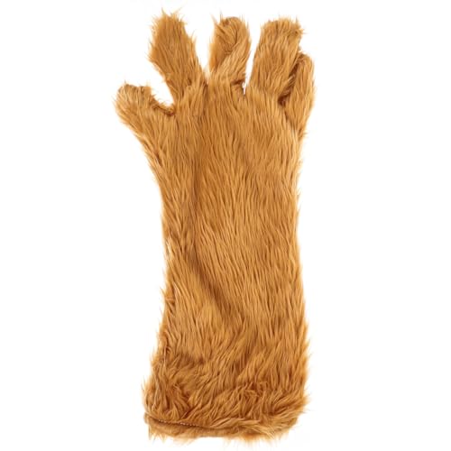 2 Pcs Bear Gloves Plush Furry Claw Paw Gloves for Cosplay, Party Props, Photo Shoot, Winter Warm Mittens (Brown)