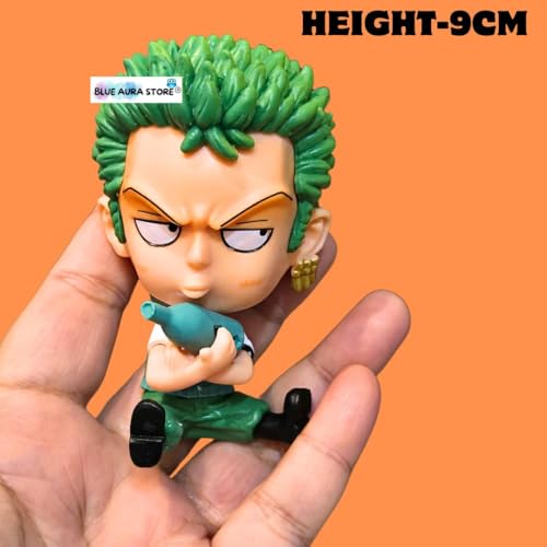 Image of Blue Aura Zoro Action Figure Mini Figurine Height -9cm Multicolour PVC | Zoro Mini Bottle