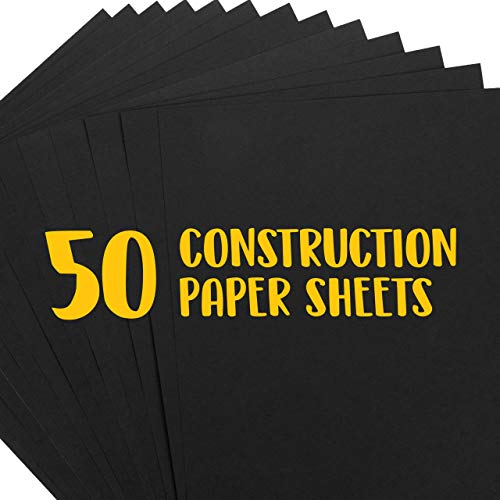 Crayola Papel de construção preto, materiais de arte premium, tamanho padrão, 50 unidades, Preto