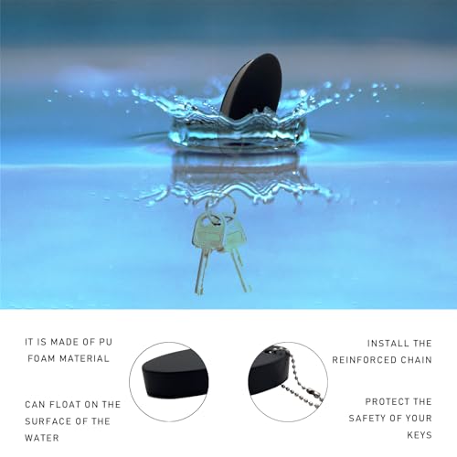 Image of 2 PCS Floating Oval Keychain, Foam Floating Keychain for Boating Fishing and Sailing (Black+Blue)