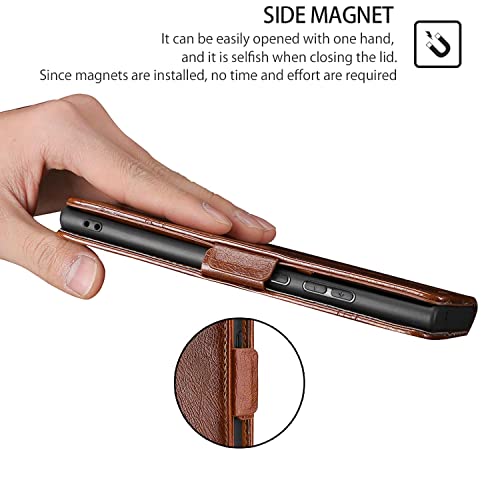 Wallet Case For Motorola Edge (2022), Pu Leather Book Style Case With Credit Card Holder Flip Folio Drop Protection Shockproof Phone Cover For Motorola Edge (2022), Brown #TOP5