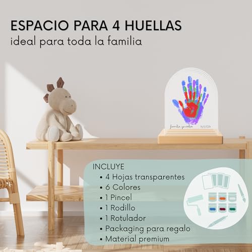 Miniatura 3 de Huborns Kit Huellas Familia Con Pinturas, Marco Huellas Bebé Recién Nacido, Regalo Familiar Original, Recuerdo Padres E Hijos Y Decoración Hogar