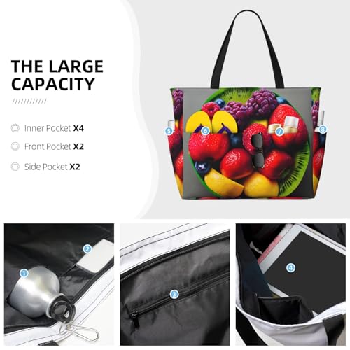 Fresh And Juicy Fruit Rainbow Print Large Gym Tote Carry On Bag With Wet Compartment For Travel3