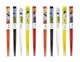 JapanBargain, 2 Pack 5-Pair Bamboo Chopsticks Set, Japanese Geisha Design, 5 Colors, Reusable Wooden Chop Sticks, Dishwasher Safe, 9 Inch, Eco-Friendly Utensils for Sushi Ramen Noodles Bento