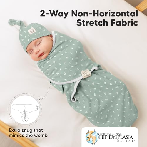 Image of KeaBabies 3-Pack Swaddles for Newborns, Girls, Boys with Hats - Organic Soft Baby Sleep Sacks, Breathable Baby Swaddle 3-6 Months Beanies Set, Premie Infant Sleep Sack 0-3 Months (Prairie)