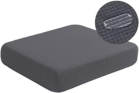 NC HOME Water-Repellent Sofa Cushion Covers Jacquard High Stretch Fabric Furniture Protector for Living Room, Washable Sofa Seat Slipcover, 1 Seater Settee (Chair Cushion, Gray)