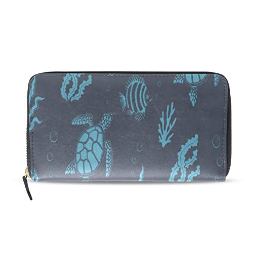 Preisvergleich Produktbild Enhusk Schildkröte Koralle Unterwasser Lange Pass Kupplung Geldbörsen Reißverschluss Brieftasche Fall Handtasche Geld Organizer Tasche Kreditkarteninhaber Für Dame Frauen Mädchen Männer Reisegeschenk