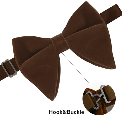 Image of Alizeal Velvet Pre-tied Adjustable Bow Tie for Men Oversize Formal Solid Tuxedo Bowtie