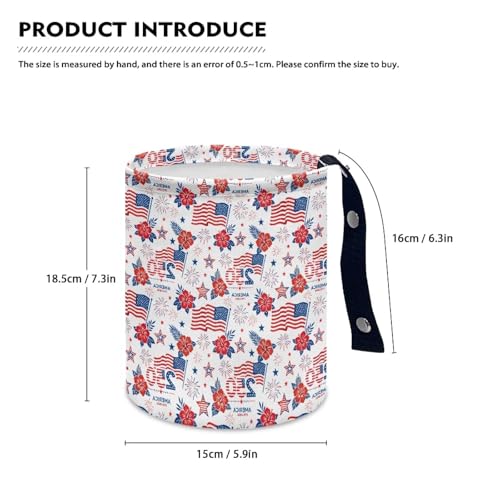 Image of 250th America Flag Hibiscus Floral Firework Car Trash Bin Vehoicle Interior Front Seat Trash Bin Lightweight Cup Holder Universal Fit Most Cars, SUVs, Trucks