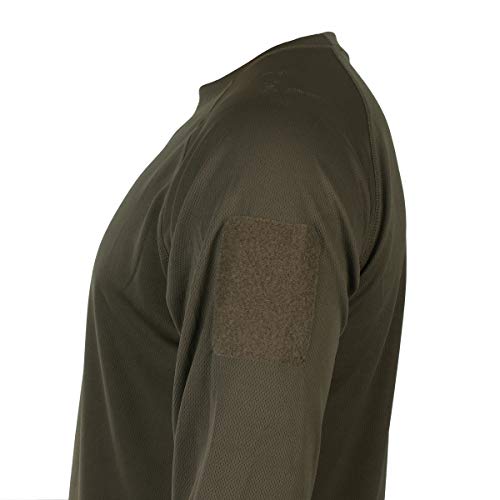 Mil-Tec Tactical Quick Dry Langarmshirt Herren • Langarm T-Shirt mit Raglanärmeln & Daumenschlaufen • Atmungsaktiv & schnelltrocknendes Sport- und Funktionsshirt • Longshirt in Oliv, L