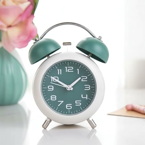 Image of Auromin Analog Alarm Clock for Bedroom & Study Table | Loud Alarm for Heavy Sleepers | Silent Desk & Table Clock for Home, Office, Living Room | Retro Stainless Steel Alarm Clock