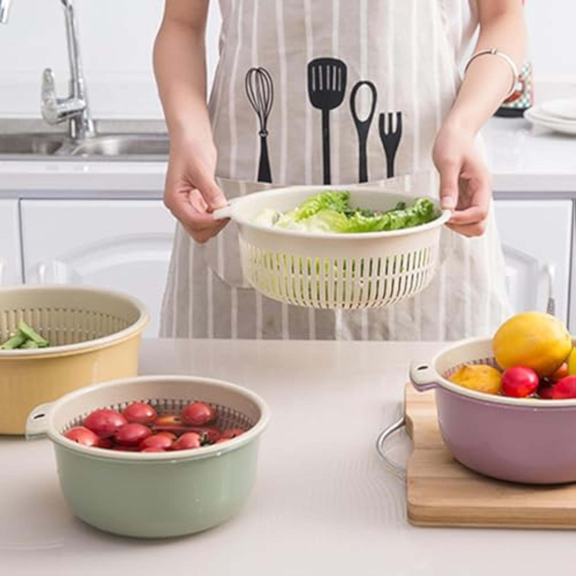 Vegetable Washing Drainage Basket Kitchen Colander Bowl