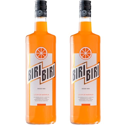 Pack 2 Biri Biri Licor de Naranja Valenciano 1L – Dulce Sabor Mediterráneo con Naranjas – Ginebra con Jarabe de Naranja - Licor Tradicional 22% Vol – Medalla de Oro 2022
