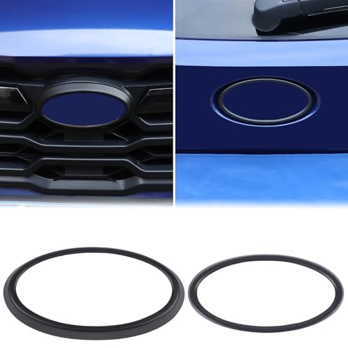 Image of Car Front Rear Emblems Ring Trim Cover Compatible with Subaru Crosstrek 2024 2025 Rear Trunk Tailgate Emblem Badge Logo Cover Front Hood Grille Circle Ring Center Logo Decorative Cover ABS Accessories