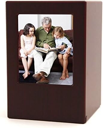 Photo Frame Wood Memorial Urn for Loved Ones - Large - Holds Up to 200 Cubic Inches of Ashes - Cherry Wood Brown Cremation Urn for Ashes