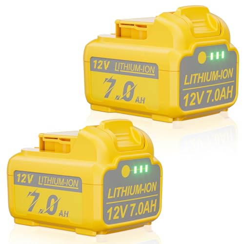 Image of Upgraded 2Pack 7.0Ah DCB120 Battery Replacement for Dewalt 12V Lithium-ion Battery Compatible with 12 Volt Max DCB120 DCB121 DCB123 DCB127 DCB122 DCB124 Cordless Power Tools