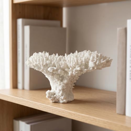 Corail imitation résine blanc cassé : statue chic 33cm pour bureau moderne - 5