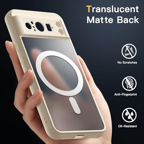 JETech Magnetic Case for Google Pixel 8 Pro 6.7-Inch 2023, Compatible with MagSafe, Translucent Matte Back Shockproof Phone Cover (Porcelain) by JETech - Image 5