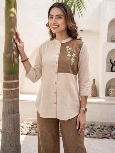 Image of TOPLOT Embroidery Cotton Kurta Set for Woman || Co ord Set for Women Stylish (5239)