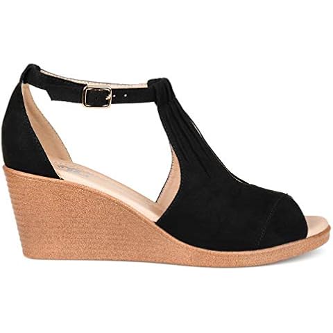 Brinley Co. Womens Kealy Comfort-Sole Ankle-Strap Center-Cut Wedges Black, 7.5 Regular US Cover