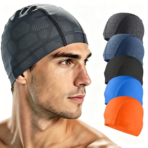 Fabric Swim Cap, Breathable High Stretch Swimming Cap Keeps Hair Clean and Protects Fast Dry Soft...