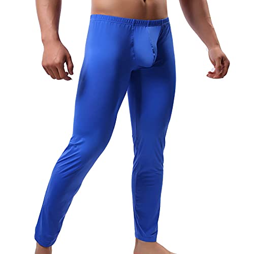 Mens Tight Long Underwear Bottoms Smooth Thin Leggings Long Johns Pants2