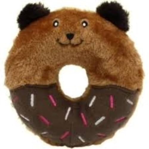 ZippyPaws Donutz Buddies – Bär | Quietschendes Hundespielzeug in Donut-Form | Langlebiges, weiches Plüschspielzeug ohne Füllung | Perfekt für Hunde zum Spielen, Kauen und Kuscheln