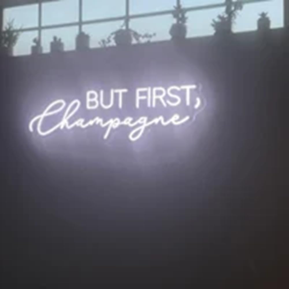 But First Champagne Neon Light, Champagne Wall Art, Custom Champagne Neon Wedding Sign Wall Art Size:H6XW20inches