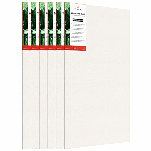 Image of Scholar Art Hobby Series 04 Oz (230 GSM) 100% Cotton Canvas Panel Board for Painting (White Blank Canvas Boards for Acrylic Paint, Oil Paint, Wet & Dry Media) | 16 inchx24 inch (40x60 cm), Pack of 6