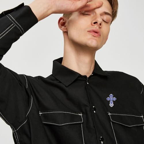 Image of TEAMER Cross Brooch Lapel Pin For Men Russian Orthodox Crucifix Eastern Church Cross Tie Pins Religious Christian Prayer Jewelry