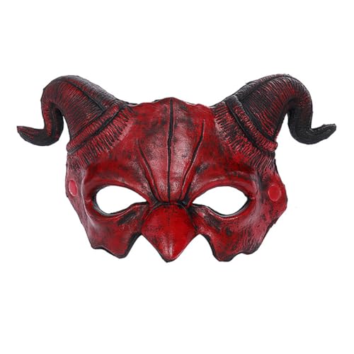 Hosfairy 1Pcs Halloween Devil Mask Scary Horn Ghost Mask Monster Cosplay Mask for Easter Halloween Cosplay Party Costume(Brown)