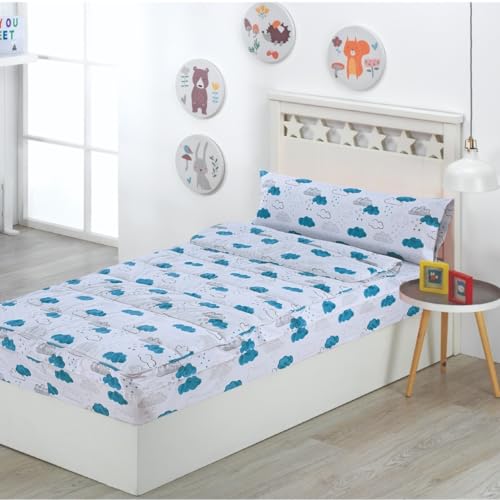 DHESTIA HOME   Saco Nórdico con Cremallera para Cama 90 Infantil y Cama 105 Nubes Agua Color Único Talla Cama 90