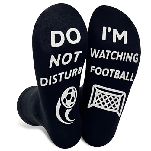 Lusibaka Lustige Socken mit Aufschrift ''Do Not Disturb'' I'm Watching Football, mit Greifern, Baumwollsocken für Herren, tolles Geschenk zu Weihnachten oder zum Geburtstag, mehrfarbig, 9-11