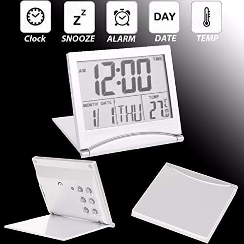Jinxuny Desk Digital Clock Travel Radio Clock LCD Folding Digital Alarm Clock Folding Alarm Clock Timer Calendar with Thermometer Timer Calendar Clock User Manual