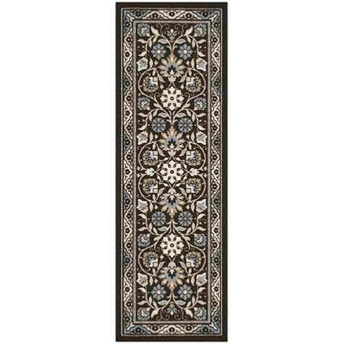 Maples Rugs Florence Runner Rug Non Slip Washable Hallway Entry Carpet [Made in USA], 2 x 6, Coffee Brown