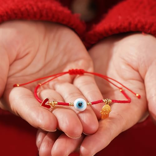 Evil Eye Red String Adjustable Bracelets for Women Luck Protection Eye Hamsa Heart Charm Friends Bestie Sister Handmade Jewelry Gifts3