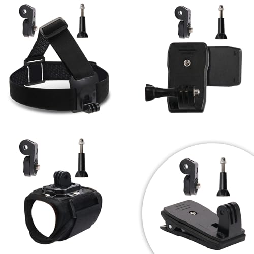 UC CAMKIX Accessories Kit for Insta360 and Gopro (Head Strap Mount + Backpack Clip Holder + 360°Rotating Wrist Strap)