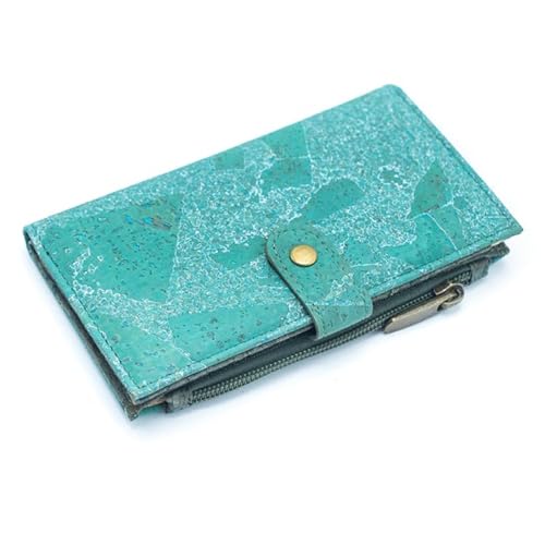 Vegan Turquoise Cork wallet purse, bifold cork wallet Eco friendly gift lightweigh wallet durable
