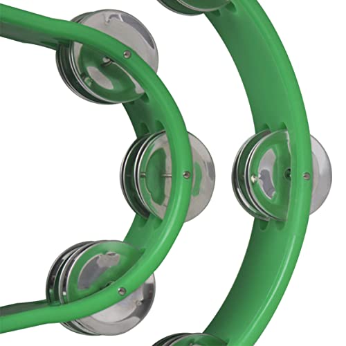 3Pcs Double Semicircle Two- Tier Christmas Percussion Toy For Drum Ads With Green Jingles Dancing Grip Cheering Semi- Circle Handle Plastic Tambourine Party Row Bar Metal Handbell #TOP5