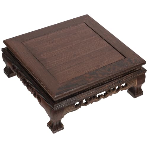 BATHVEVE Piedistallo Espositivo in Legno Massello Intagliato, Supporto Porta Piante da Interno per Oggetti Artigianali e Decorazioni Vintage, Base Robusta per Vasi, Lampade e Stile Casuale
