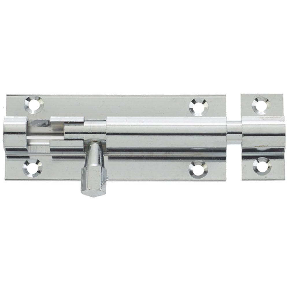 Loops Polished Chrome Brass Straight Barrel Bolts 75X25mm For Secure Locking - Door Bolt